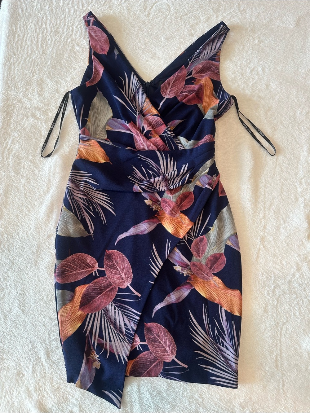 Guess Navy  Dress with Pink & Orange Leaf Print